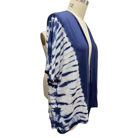 Zenergy by Chico’s Navy Tie-Dye Open Front Cardigan L/XL - Picture 4 of 7